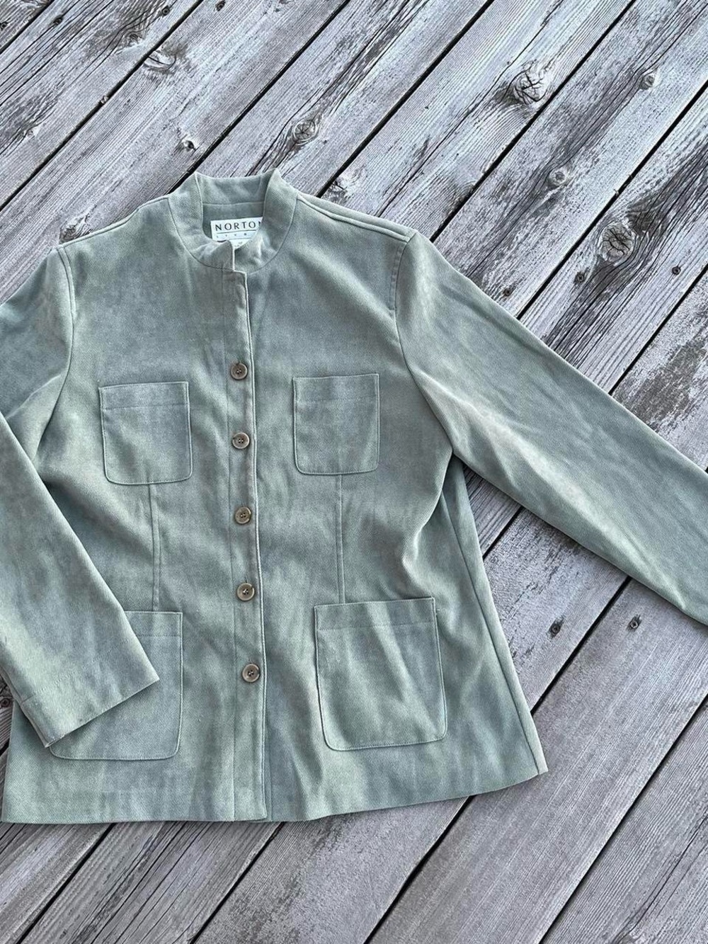 Norton Studio sage green micro corduroy lightweight shacket